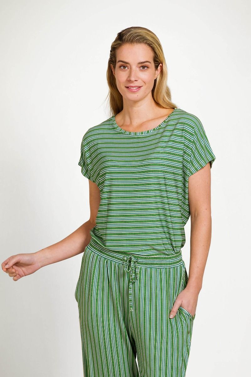 Tatum Top à Manches Courtes Kente Stripe Vert 
