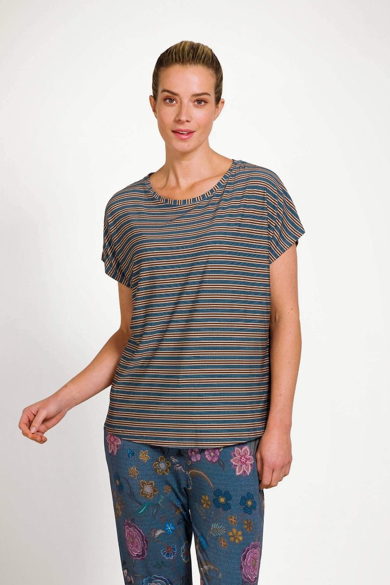 Tatum Top à Manches Courtes Kente Stripe Bleu 