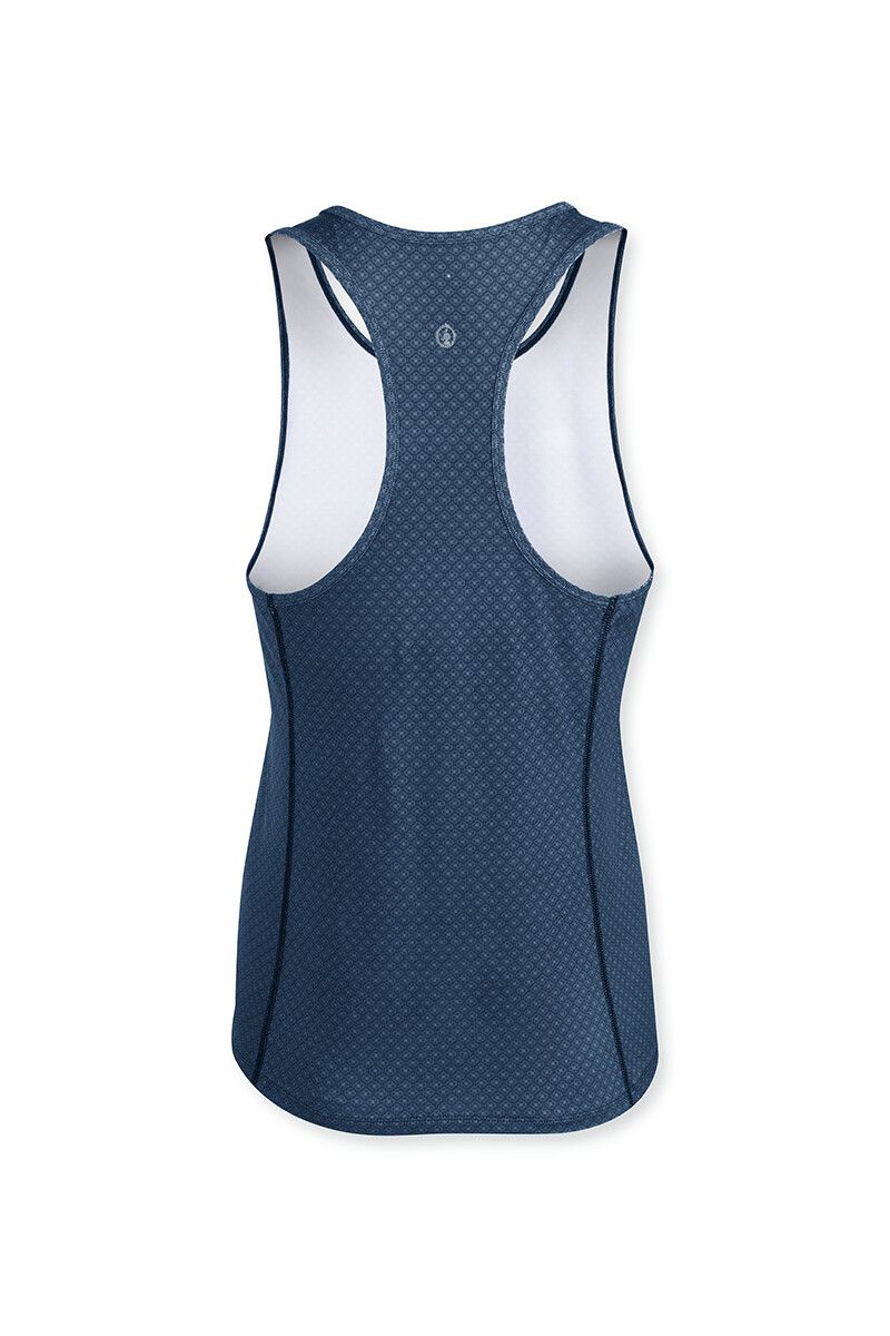 Sport Top Sleeveless Lace Flower Blue