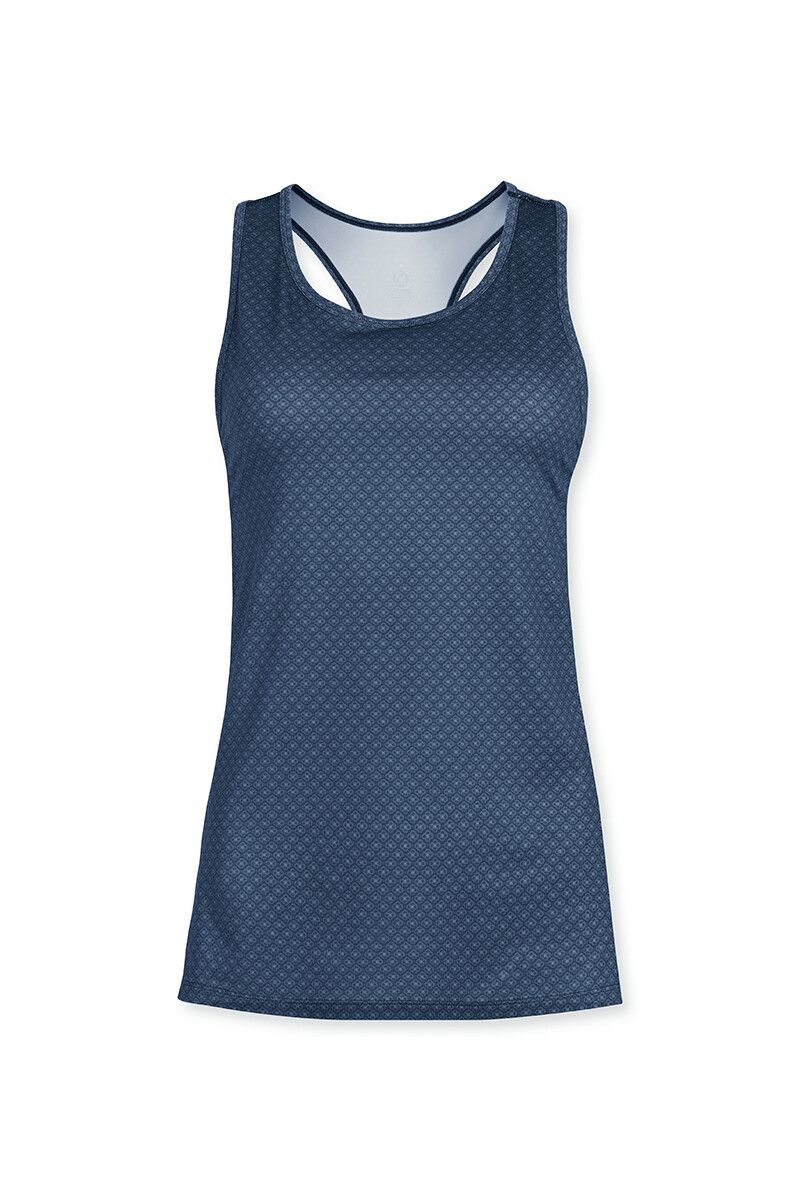 Sport Top Sleeveless Lace Flower Blue