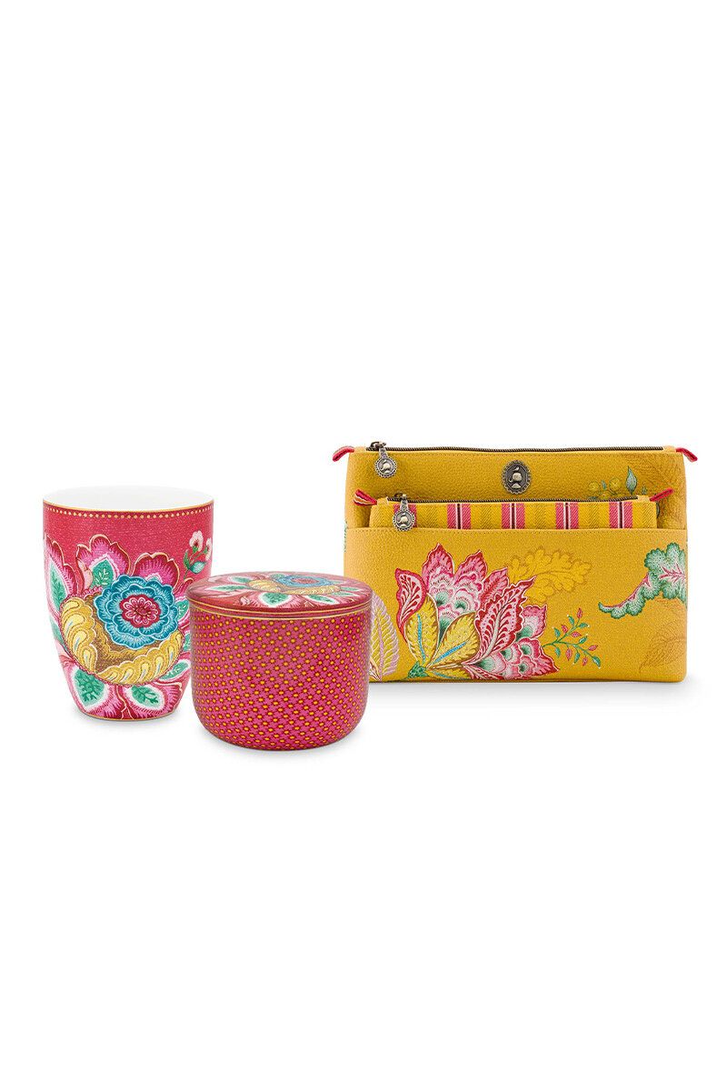 Badezimmeraccessoires Set Jambo Flower Rot/Gelb