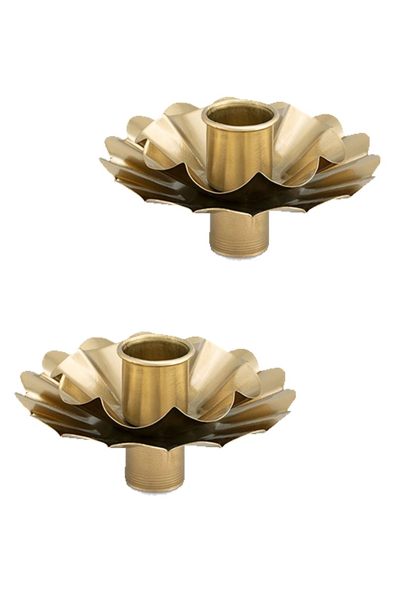 Set/2 Flaschenkerzenhalter Blume Gold 10 cm