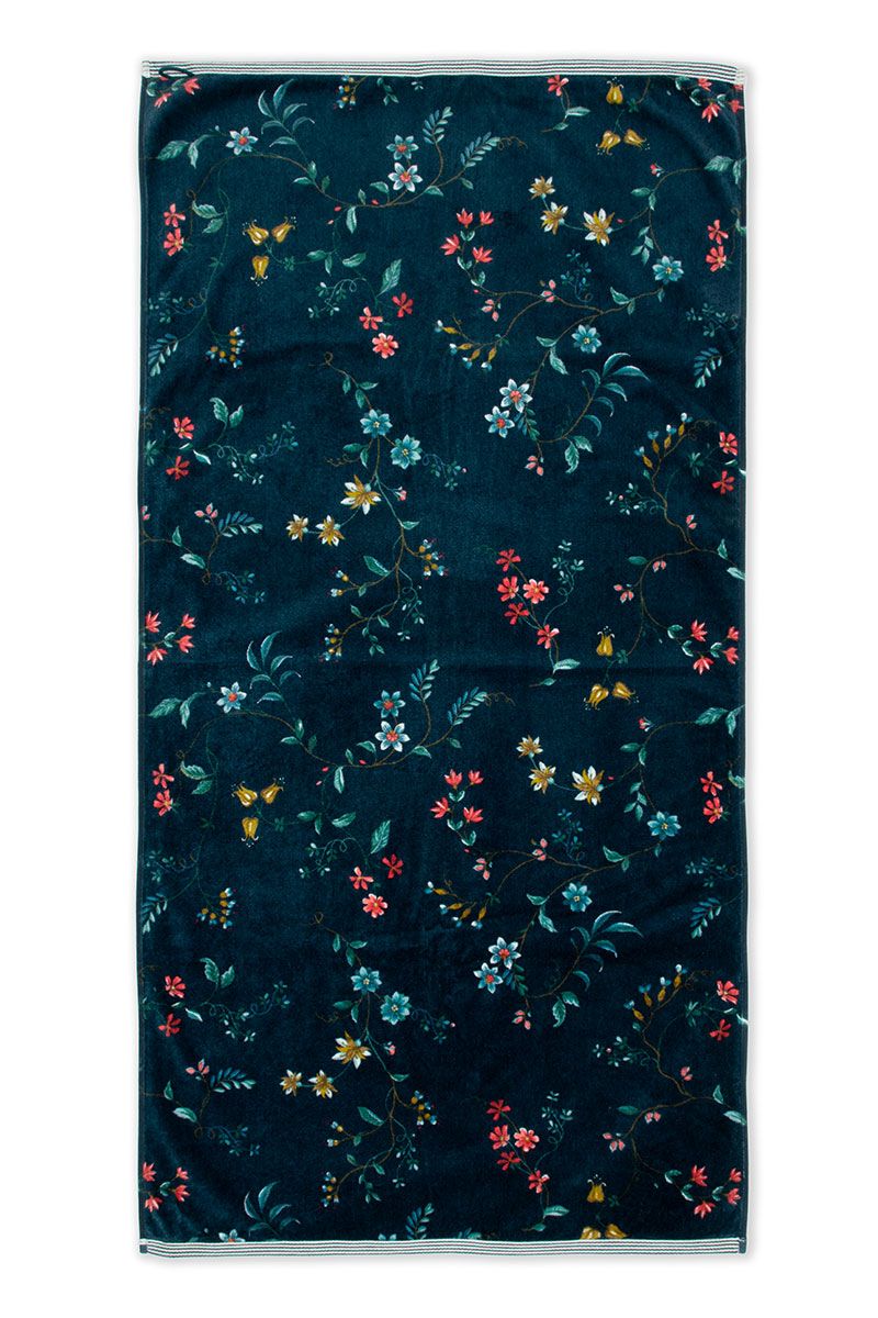 Grande Serviette de Bain Les Fleurs Bleu Foncé 70x140 cm