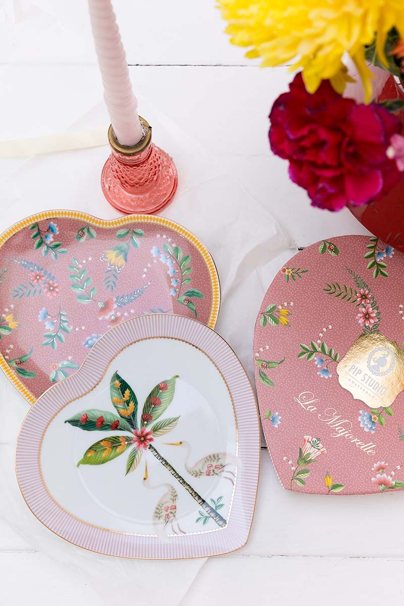 La Majorelle Set/2 Heart Shape Plates Pink