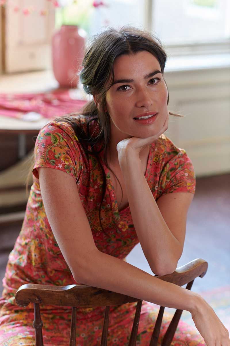 Short Sleeve V-Neck Pippadour Pink
