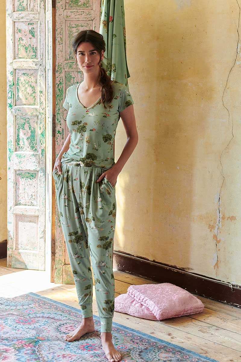 Short Sleeve Swan Lake Green