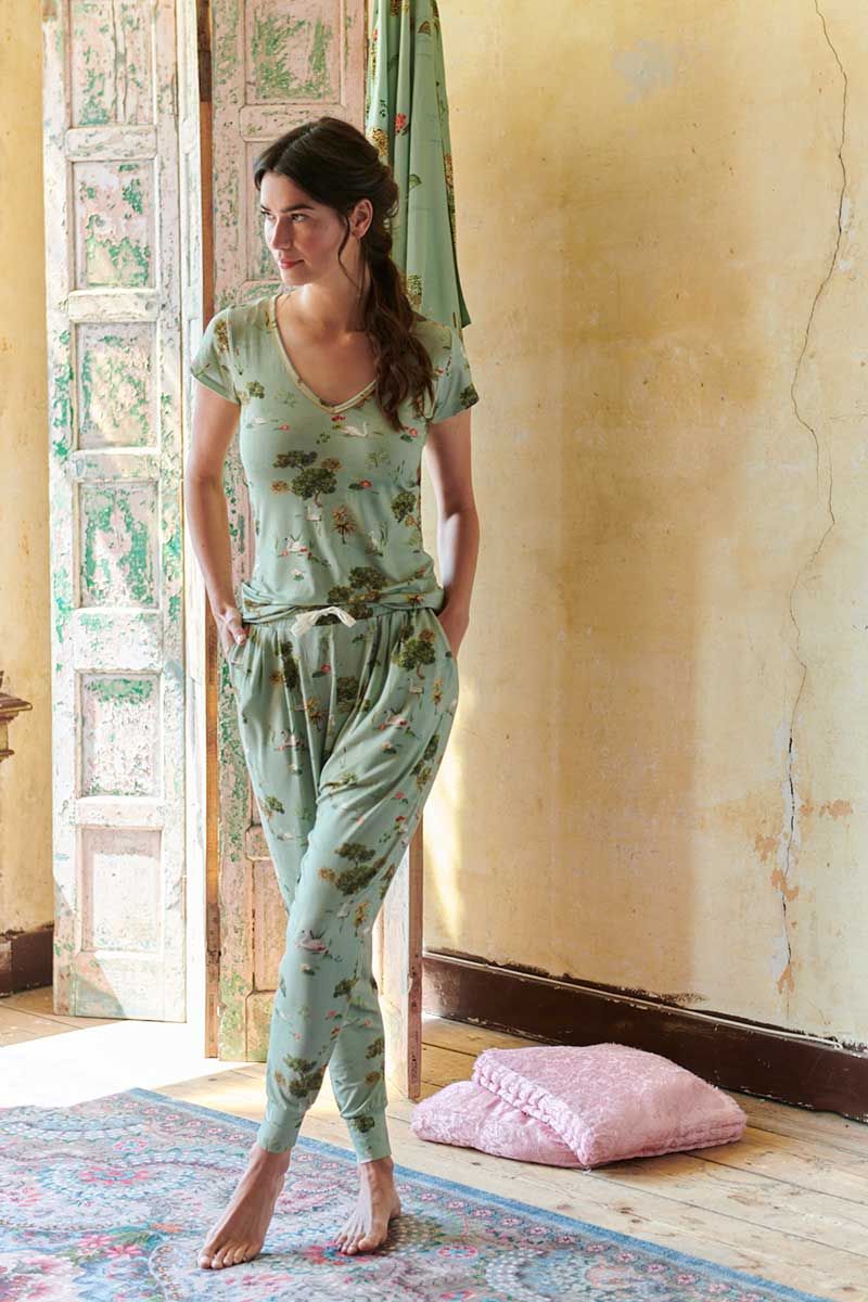 Short Sleeve Swan Lake Green