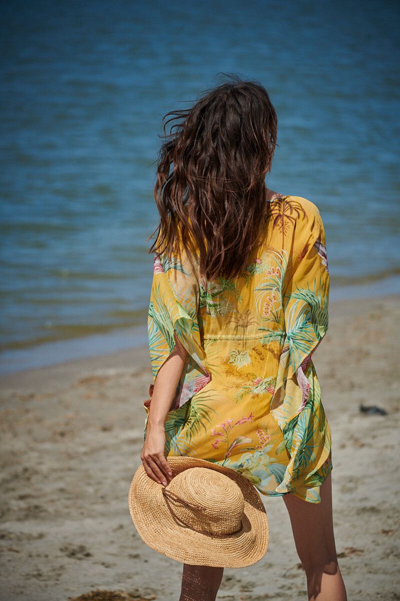Tunic Palm Scenes Big Gelb