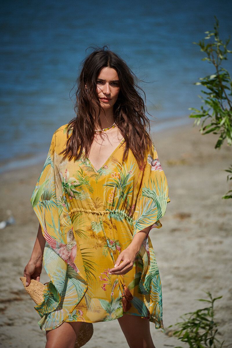 Tunic Palm Scenes Big Gelb