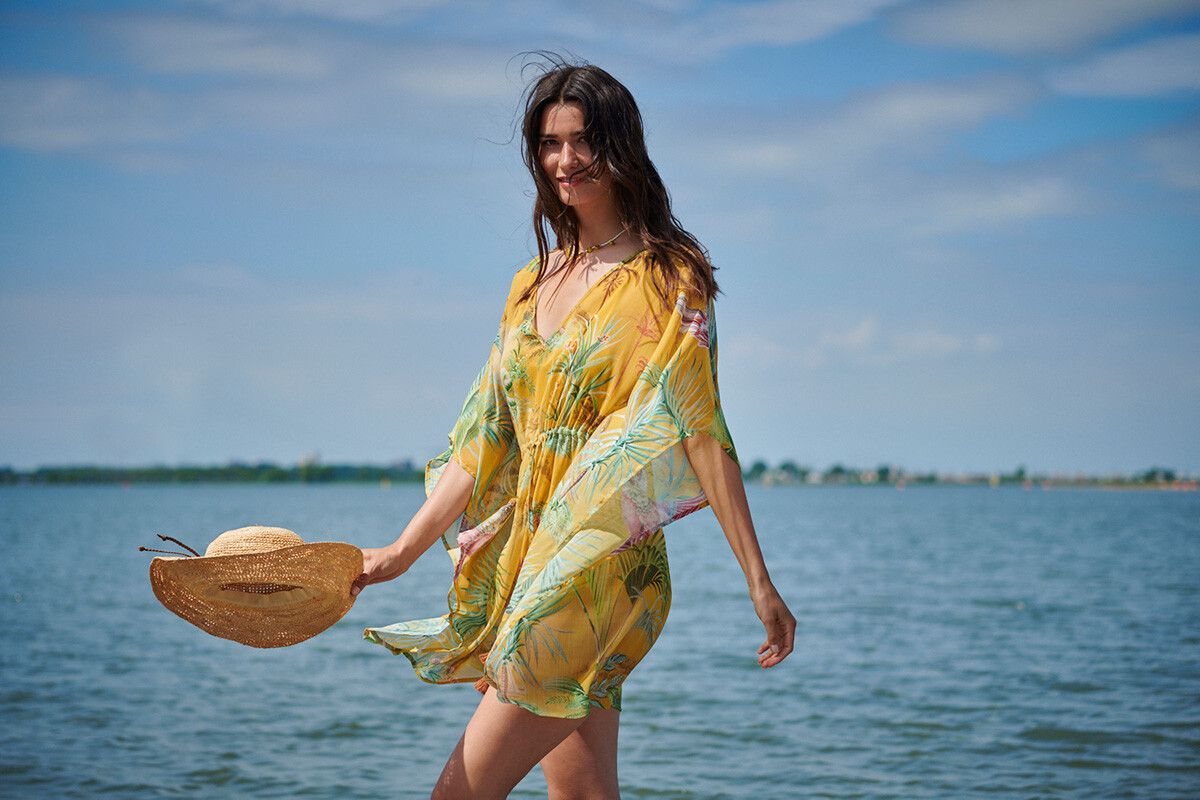 Tunic Palm Scenes Big Gelb