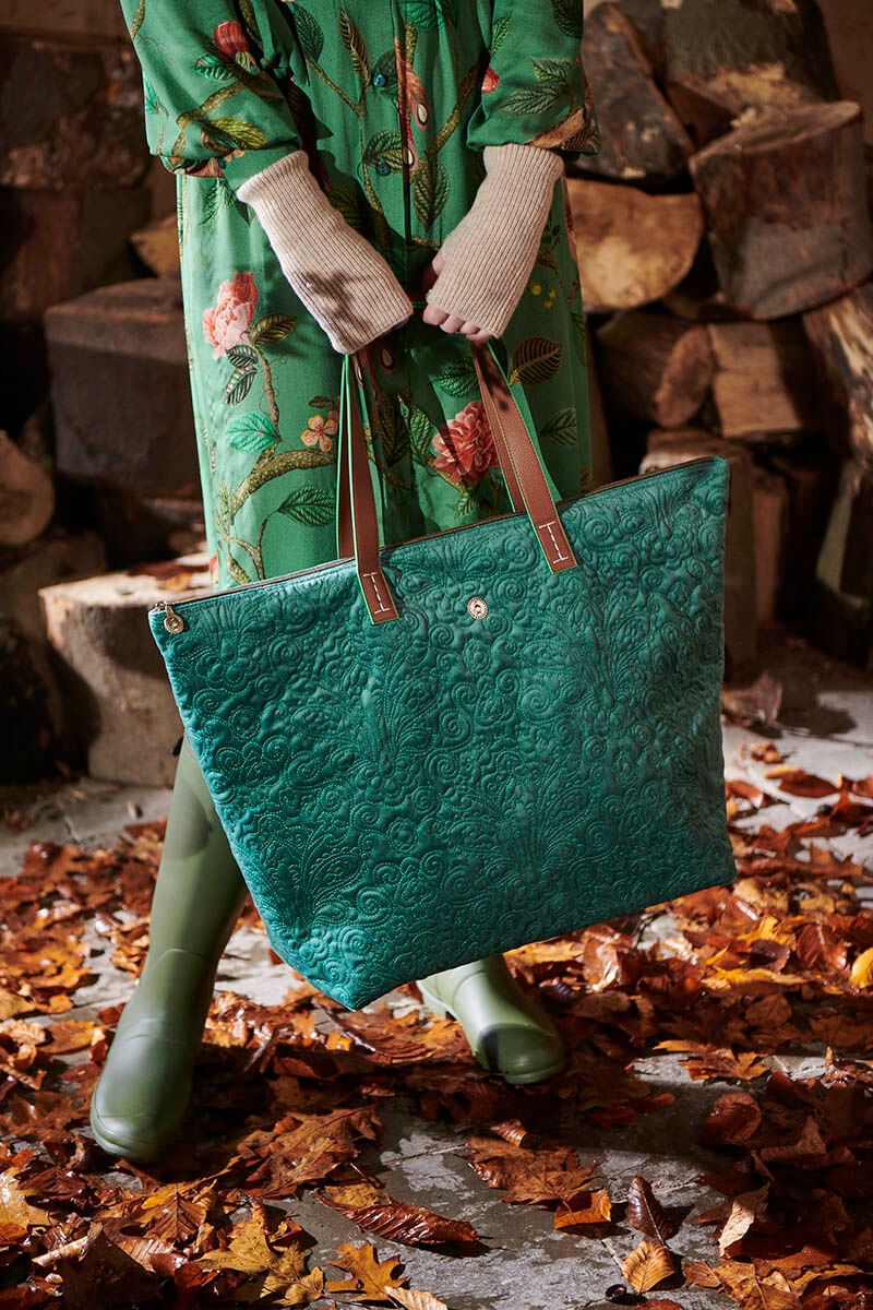 Tote Bag Velvet Quiltey Days Groen