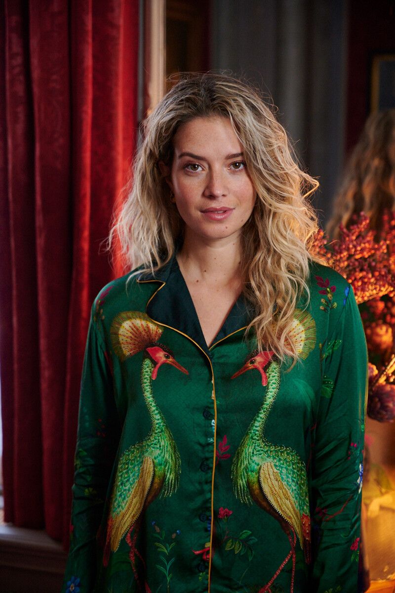 Long Sleeve Birds In Love Green