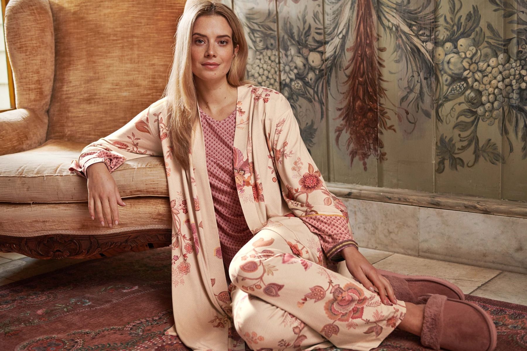 Trousers Long Cece Fiore White Pink 