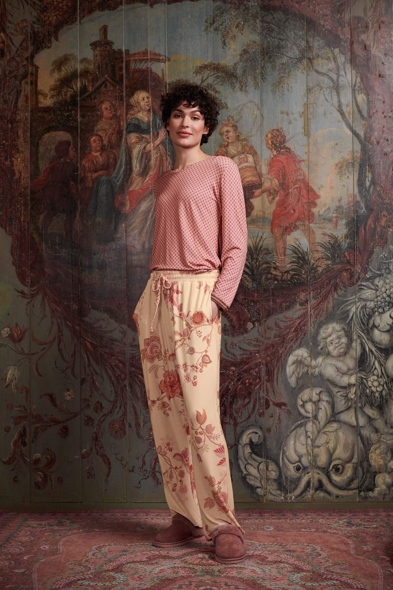 Trousers Long Cece Fiore White Pink 