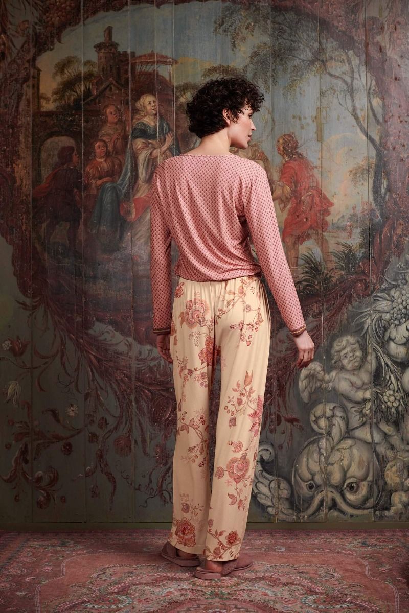 Trousers Long Cece Fiore White Pink 