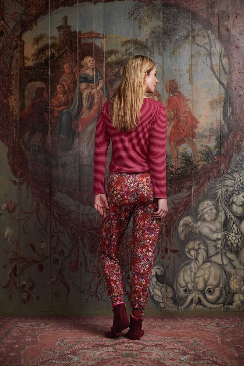 Top Lange Ärmel Little Sumo Stripe Rosa Dunkelrot