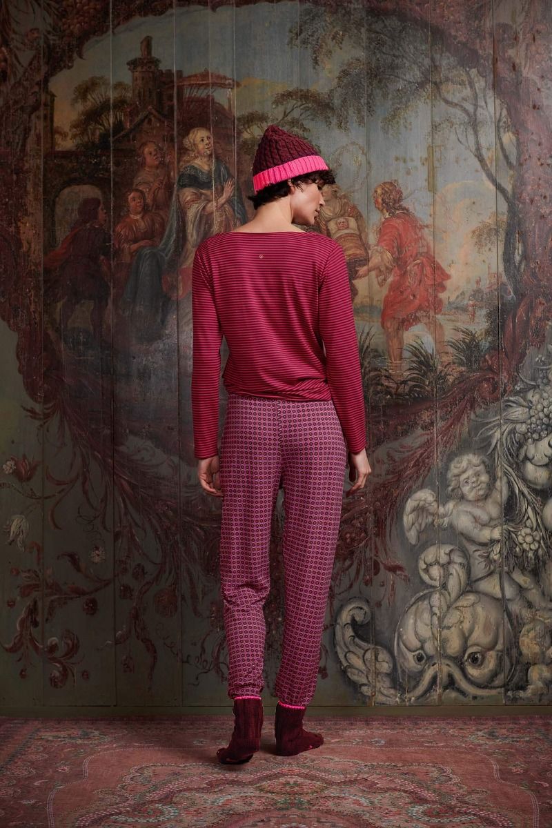 Top Lange Ärmel Little Sumo Stripe Rosa Dunkelrot