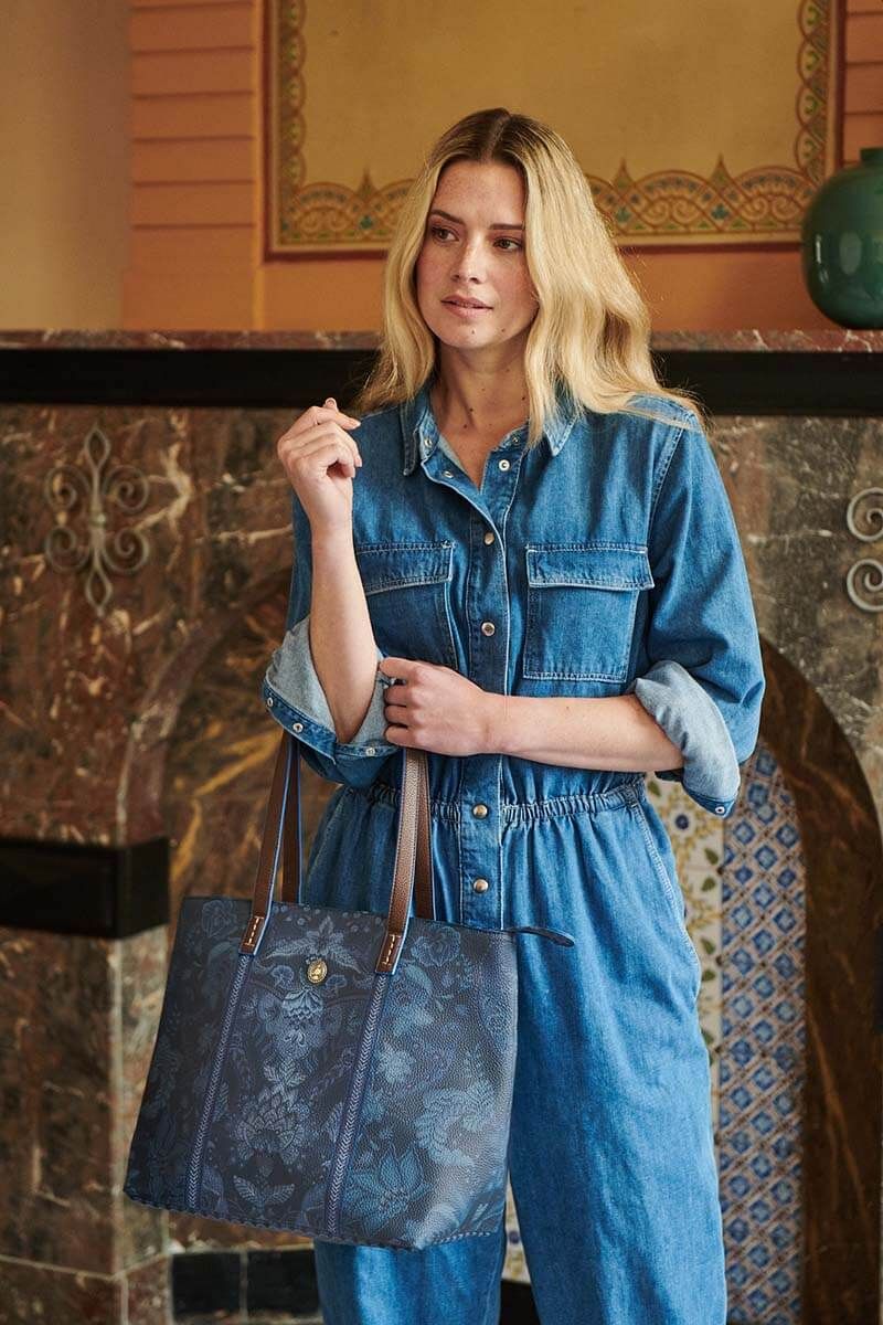 Sac Shopping de Taille Moyenne Kyoto Festival en Coloris Bleu