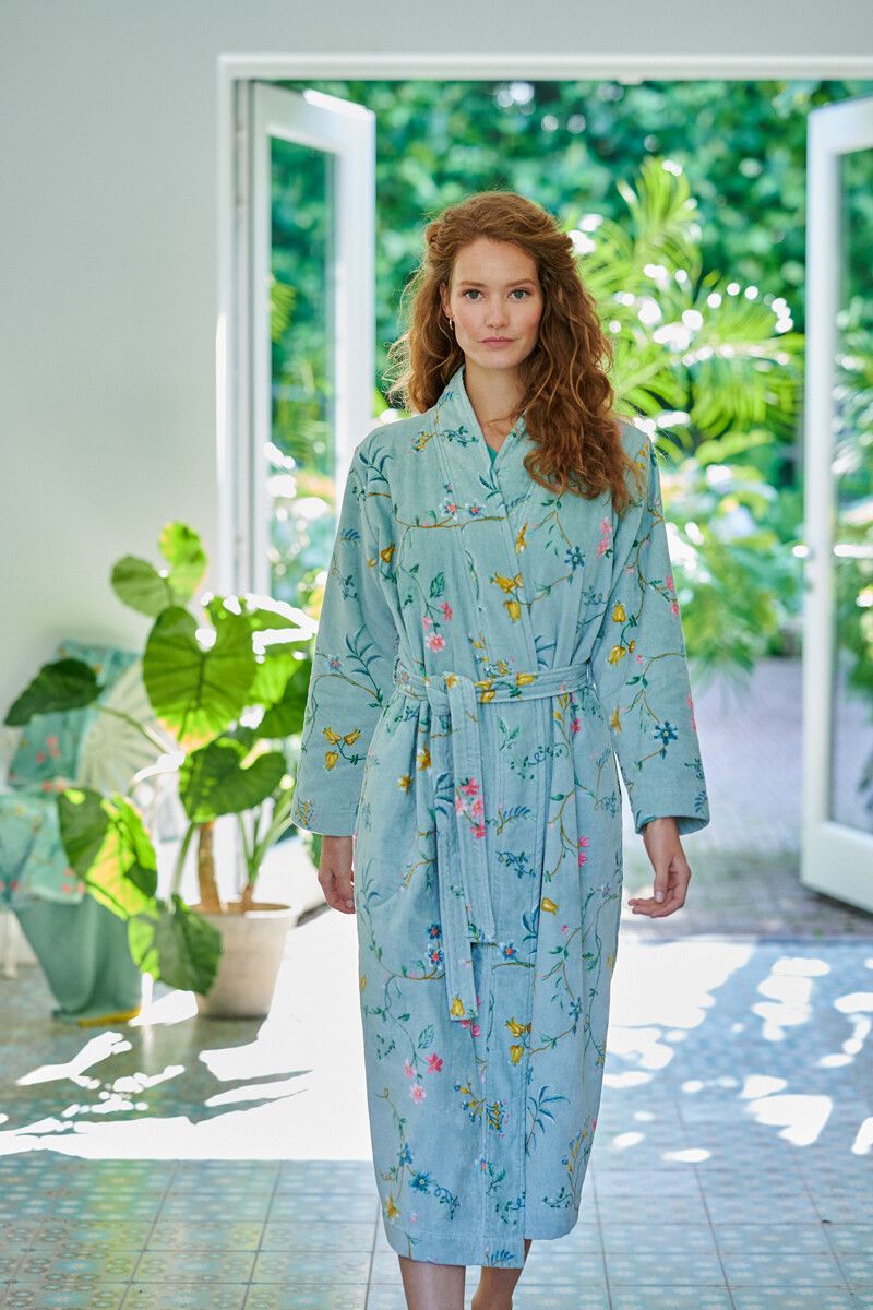 Bathrobe Les Fleurs Blue XL