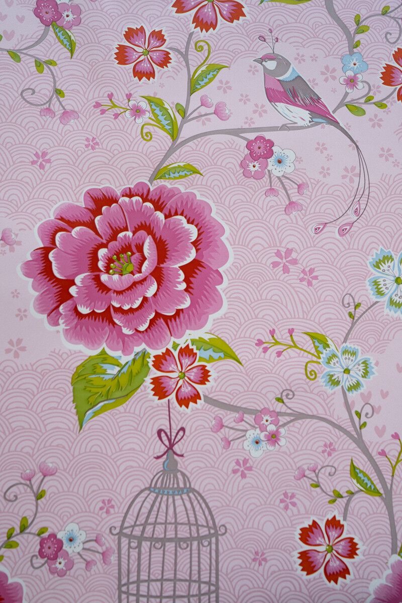 Pip Studio Birds in Paradise Non-Woven Wallpaper Pink