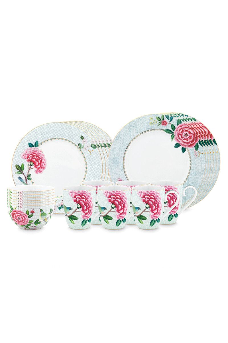 Blushing Birds Dinner Set/24 Weiß