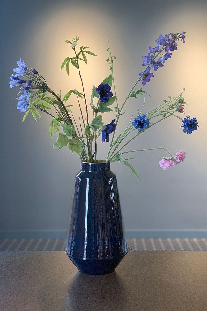 Metal Vase Blue 36 cm