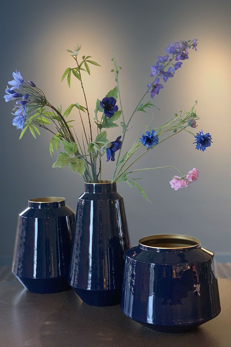 Metal Vase Blue 22 cm