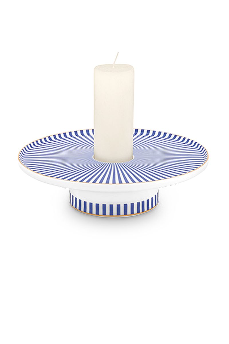 Royal Stripes Kerze Schale Blau 13 cm 