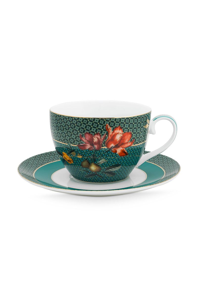 Winter Wonderland Cappuccino Cup & Saucer Green