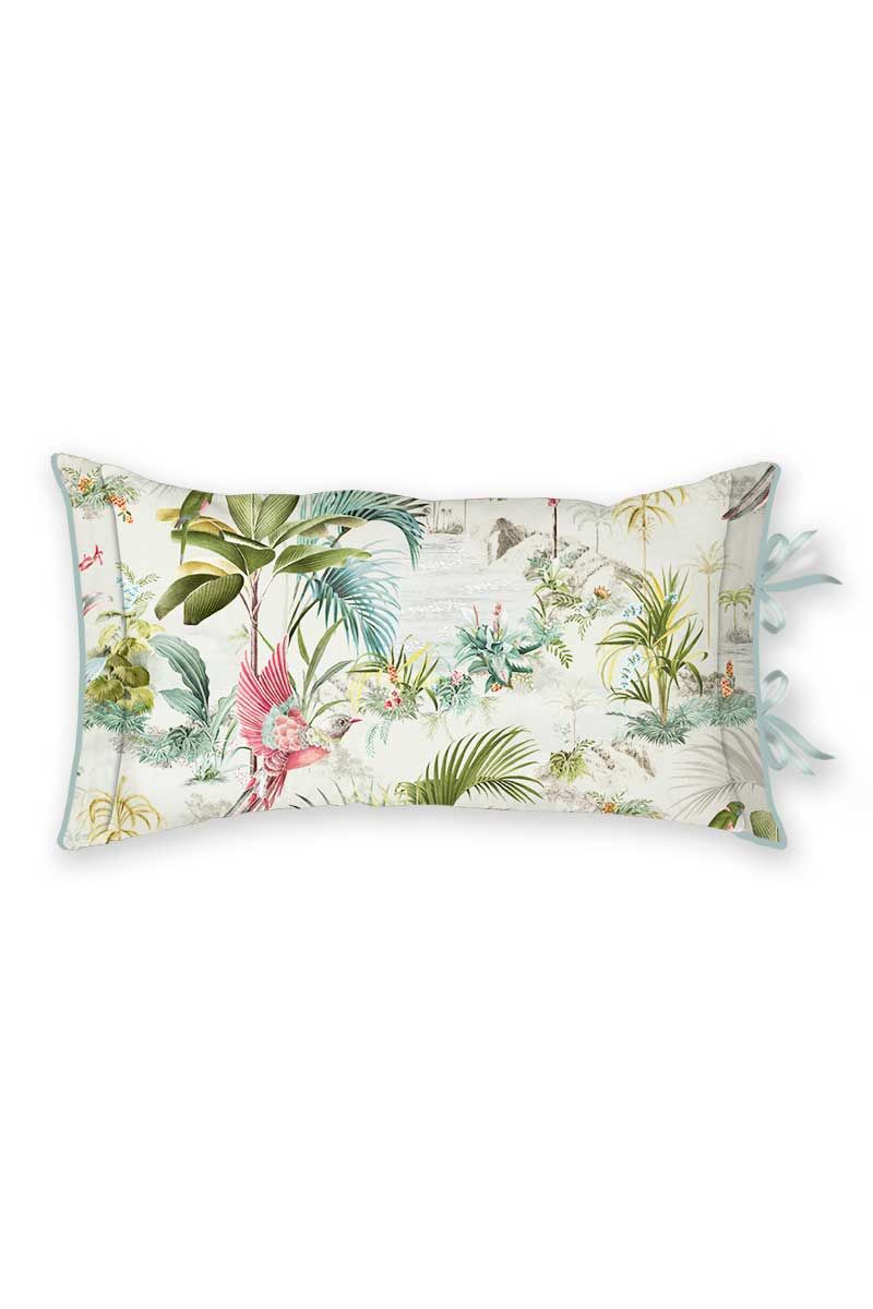 Cushion Rectangle Palm Scenes White