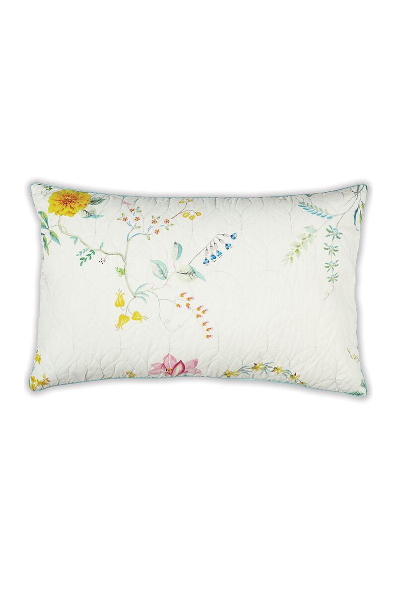 Cushion Rectangle Quilted Fleur Grandeur White