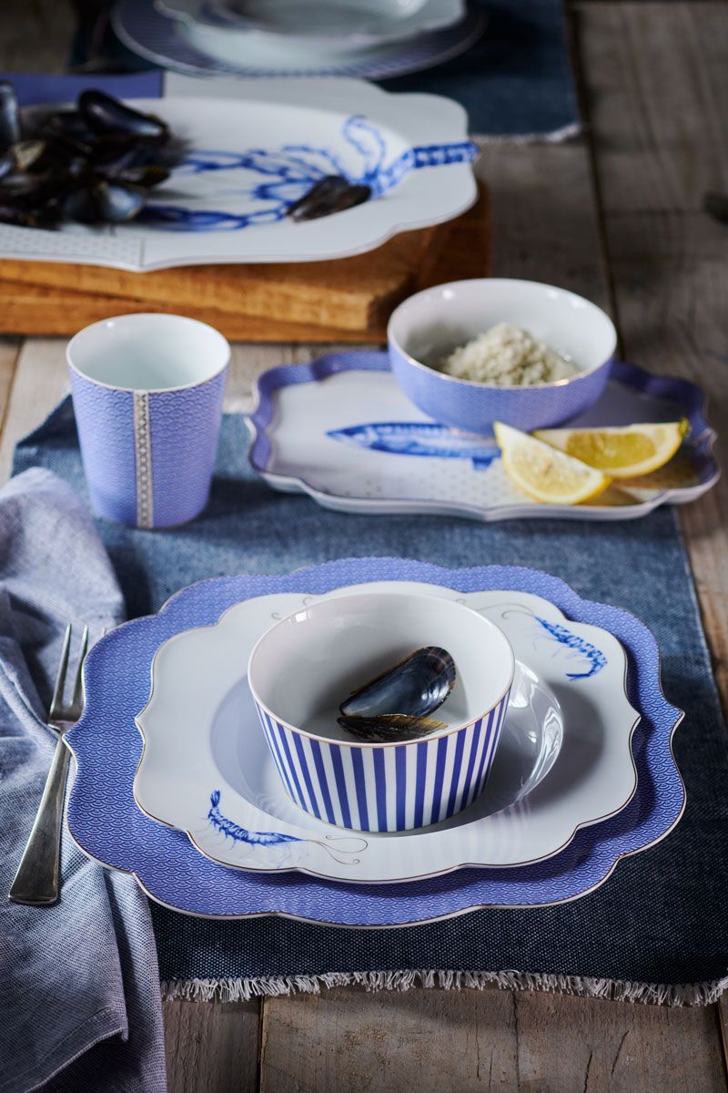 Royal Yerseke Tasse Blau Welle