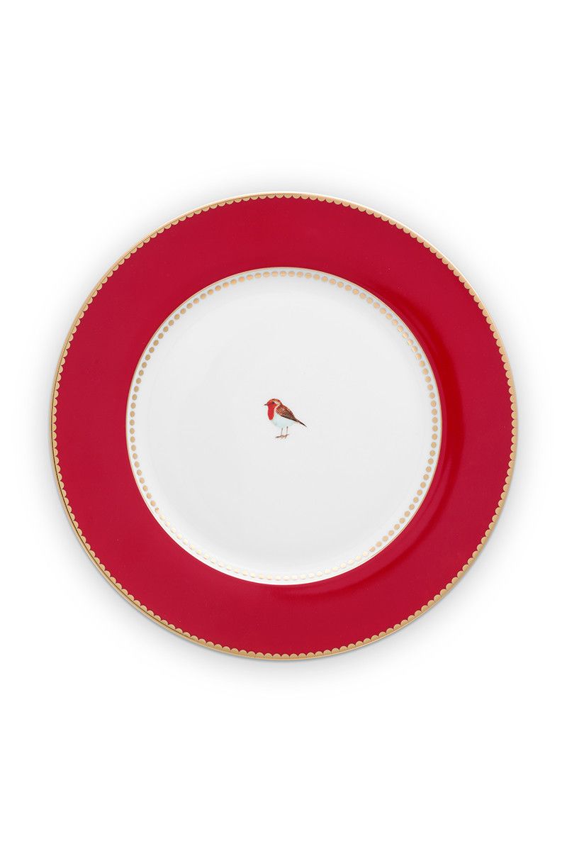 Assiette Plate Love Birds en Coloris Rouge