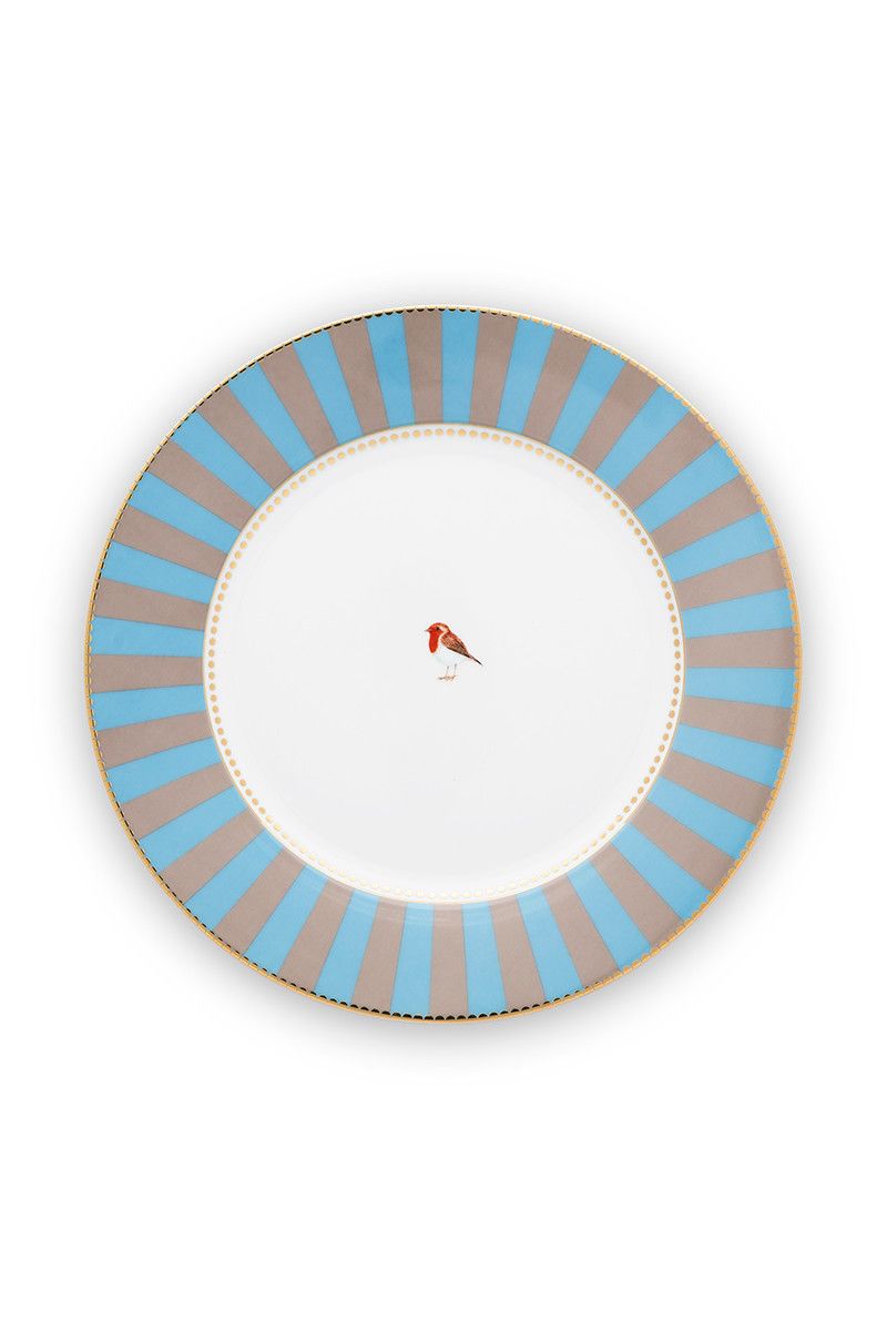 Love Birds Dinerbord Blauw/Khaki 26,5 cm
