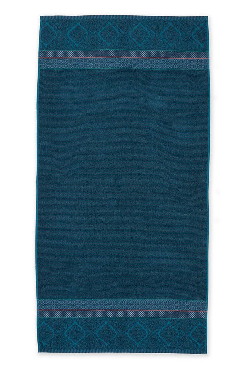 Large Bath Towel Soft Zellige Dark Blue 70x140 cm