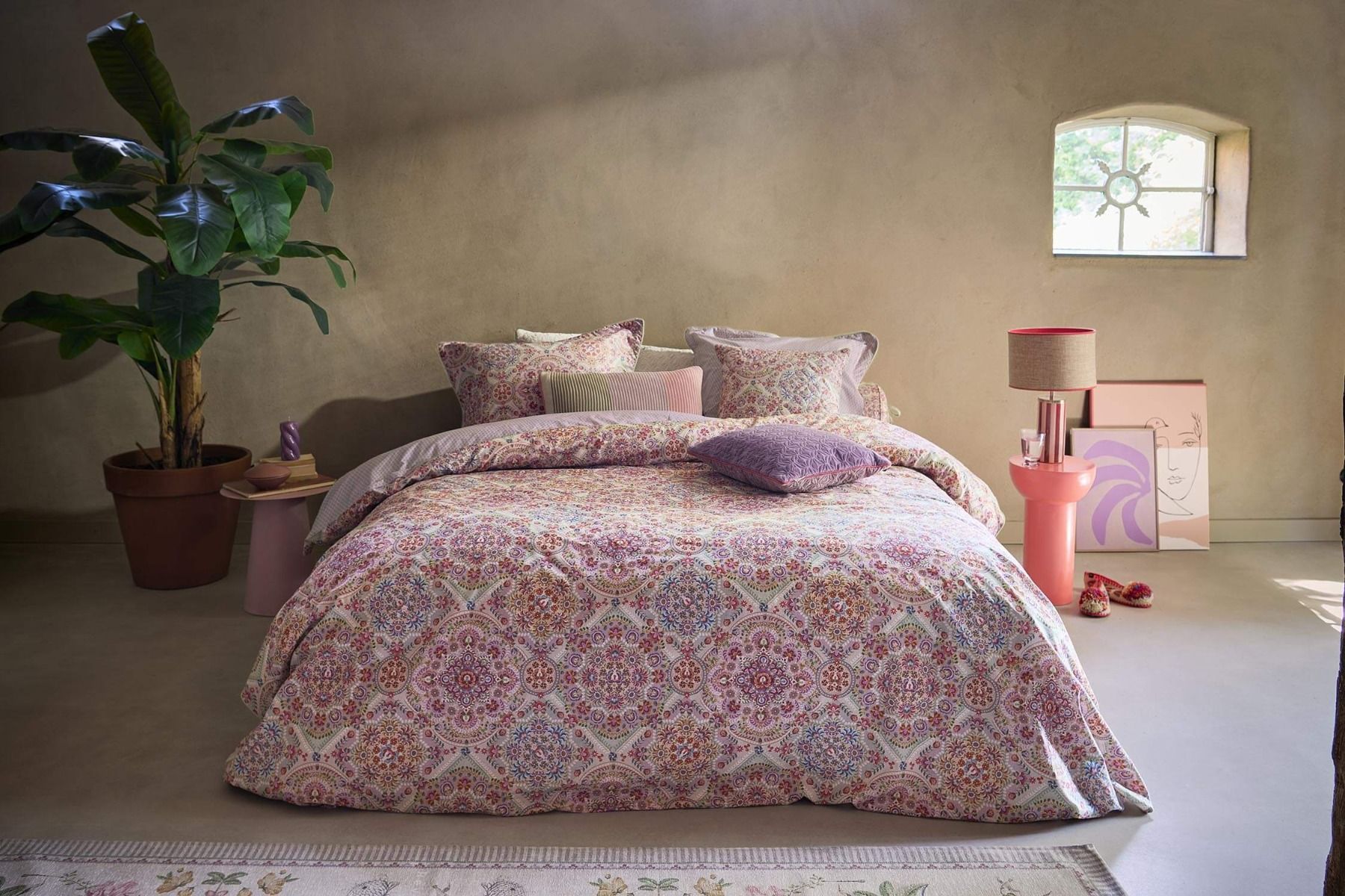 Ensemble housse de couette El Bordado Rose