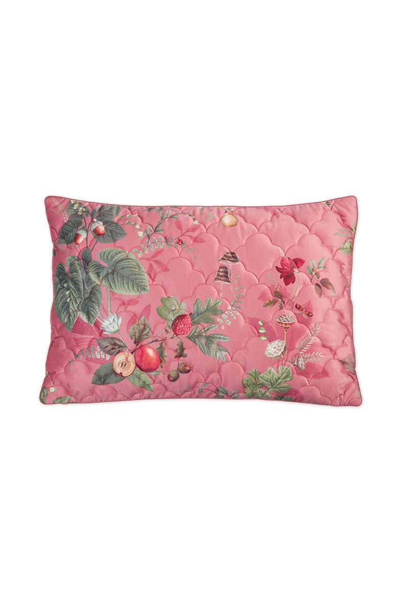 Cushion Quilted Velvet Fall in Leaf Pink