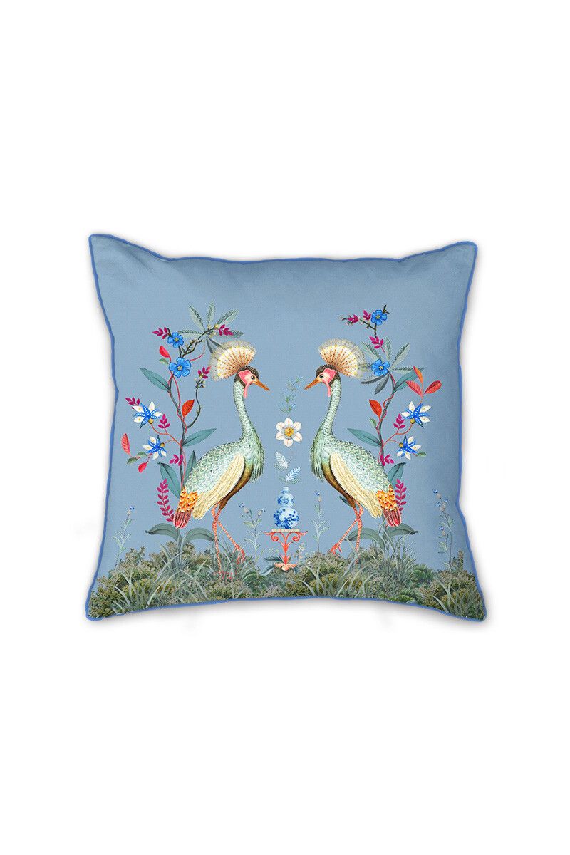 Cushion Square Flirting Birds Blue