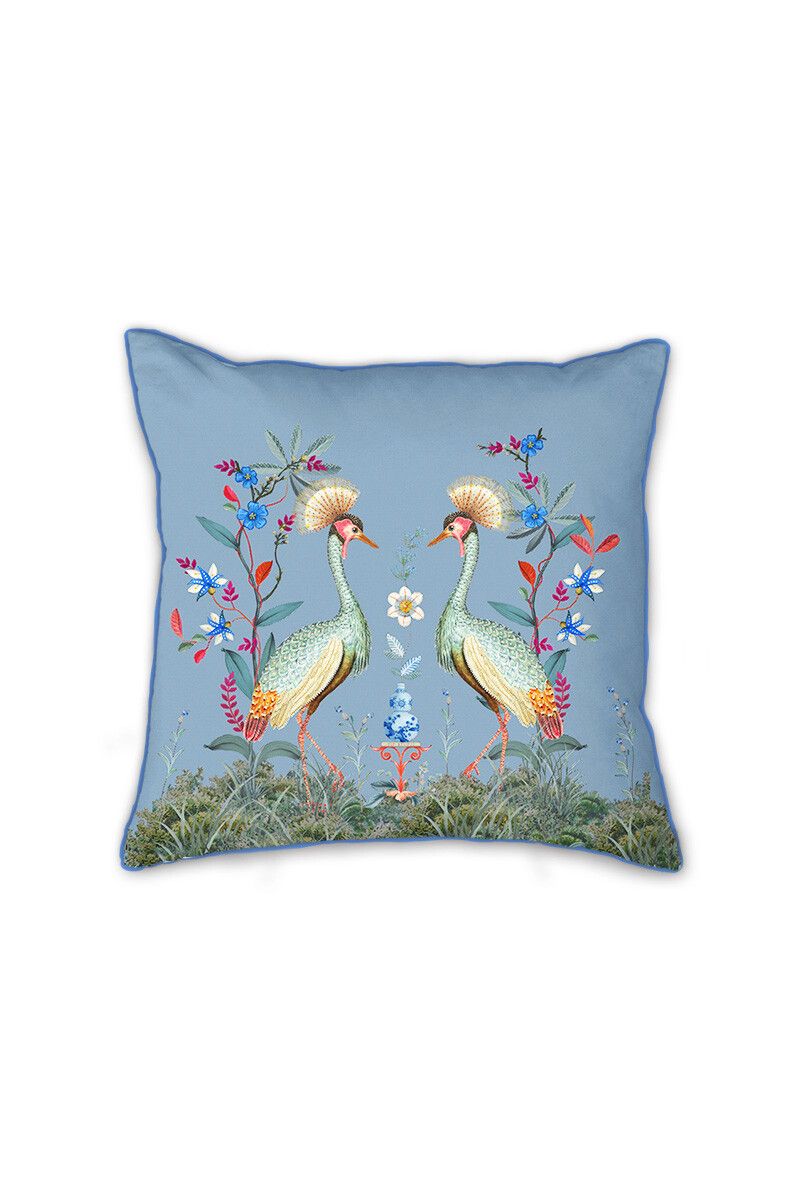 Quadratisches Zierkissen Flirting Birds Blau