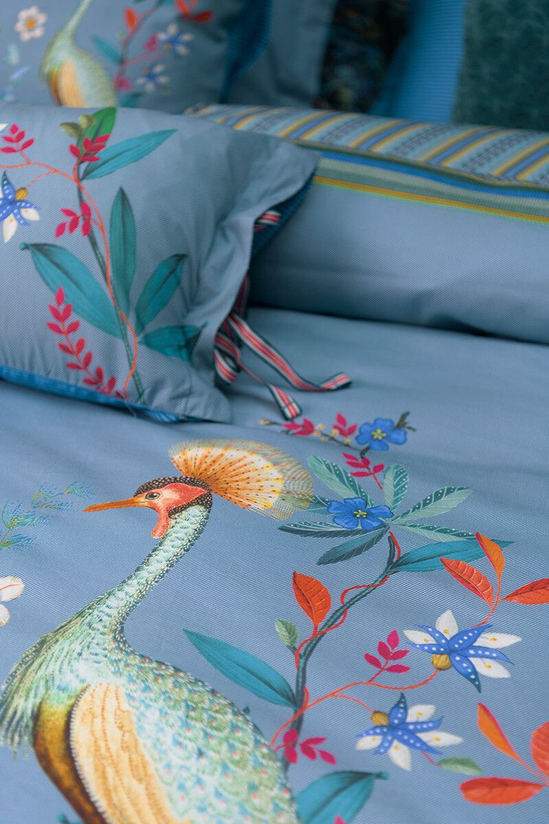 Rechteckige Zierkissen Flirting Birds Blau
