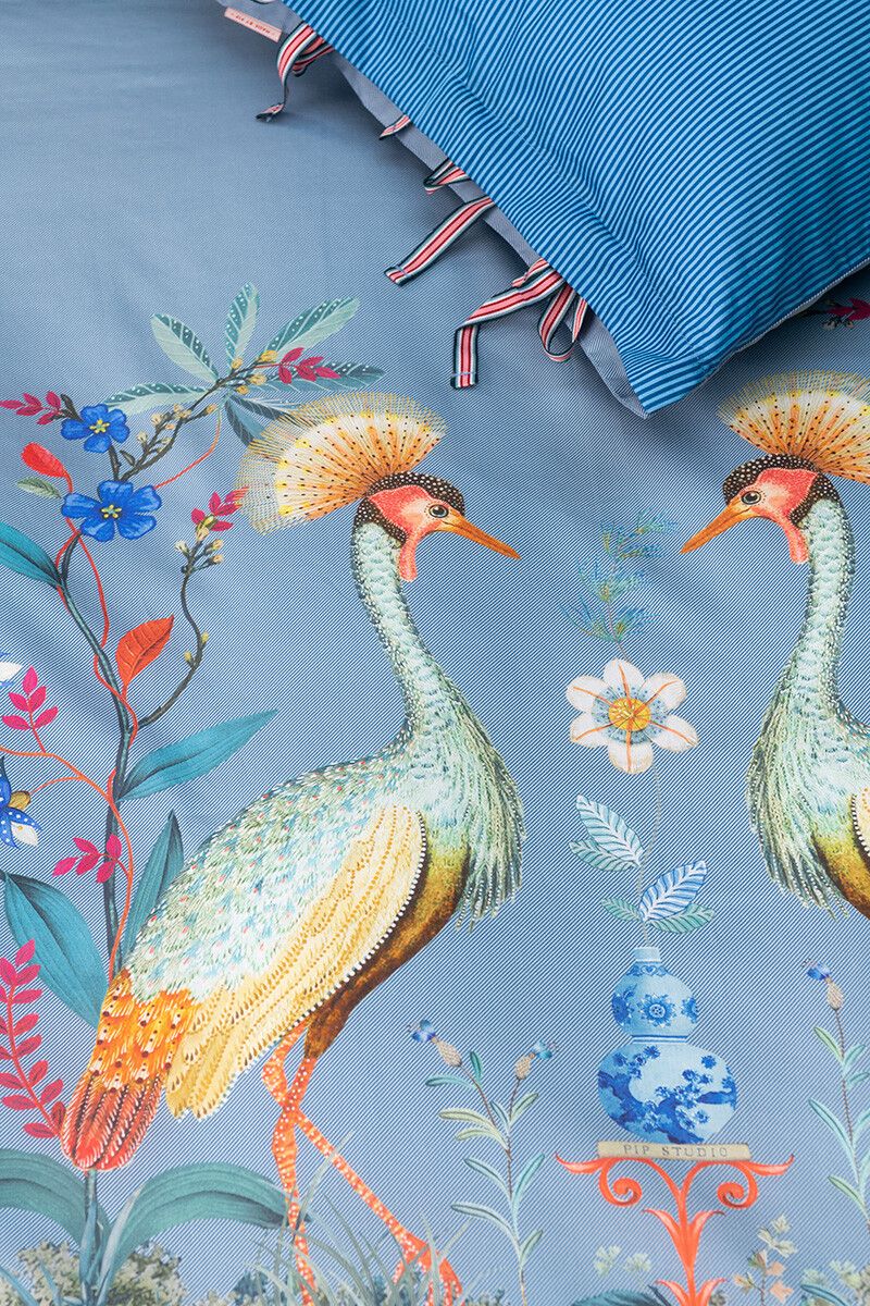 Pillowcase Flirting Birds Blue