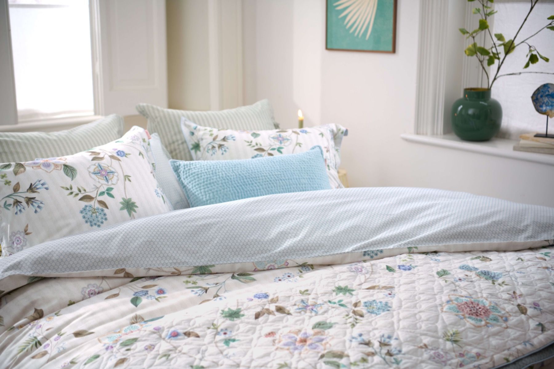 Carré Coussins Décoratifs Flores Bailando Blanc Cassé