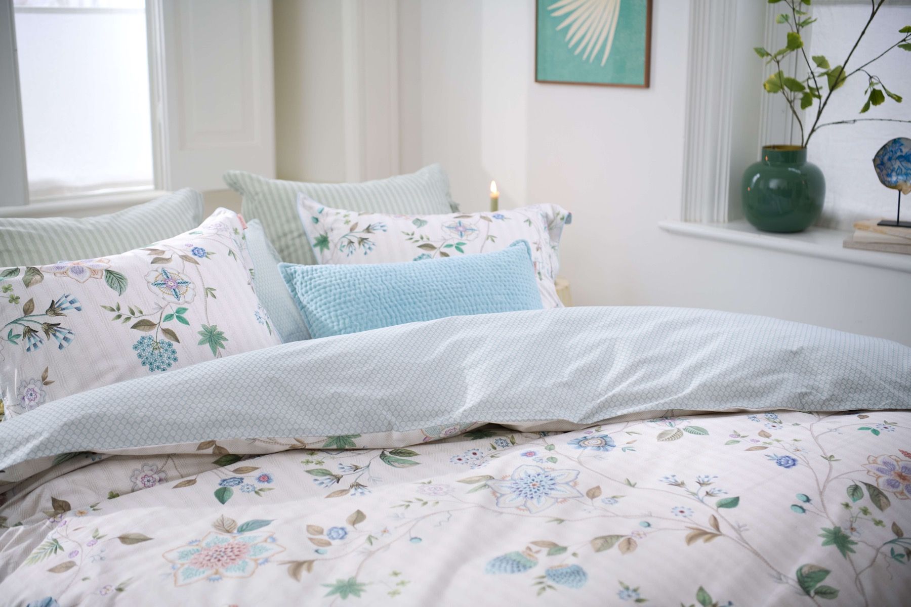 Duvet Cover Set Flores Bailando Off-White