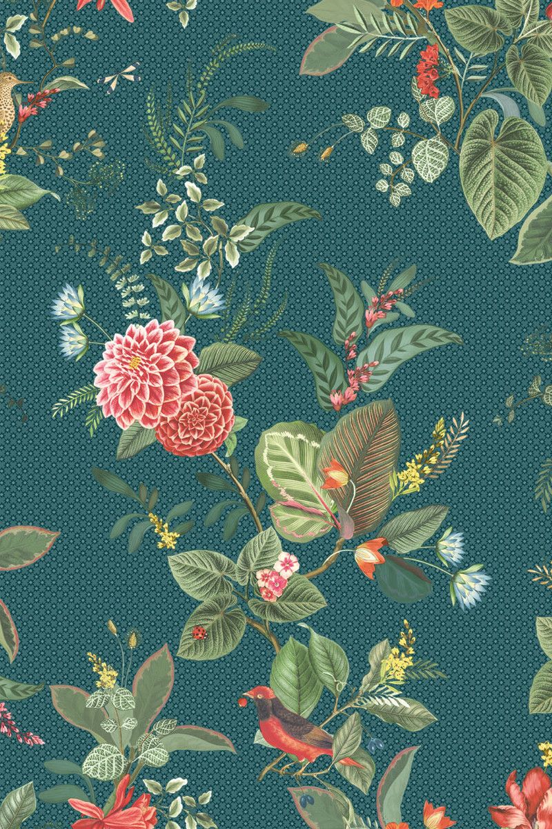 Pip Studio Floris Non-Woven Wallpaper Dark Blue