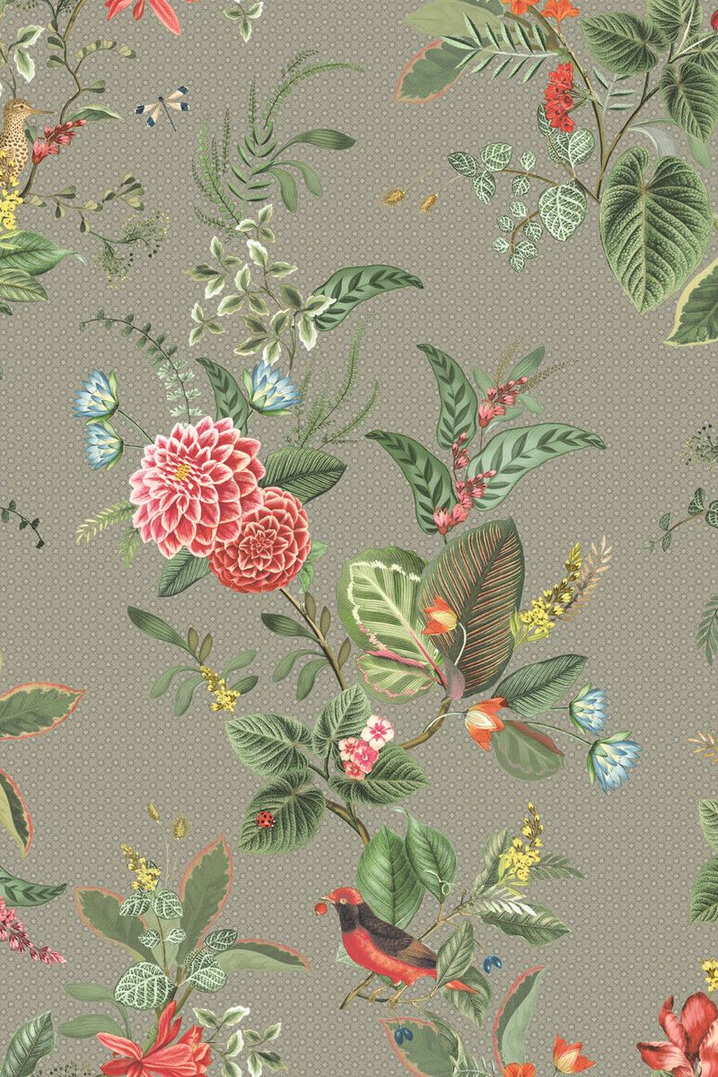 Pip Studio Floris Non-Woven Wallpaper Khaki