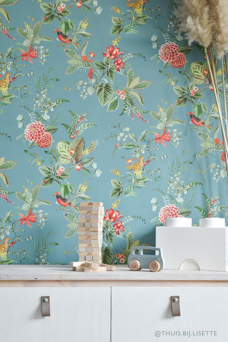 Pip Studio Floris Non-Woven Wallpaper Petrol