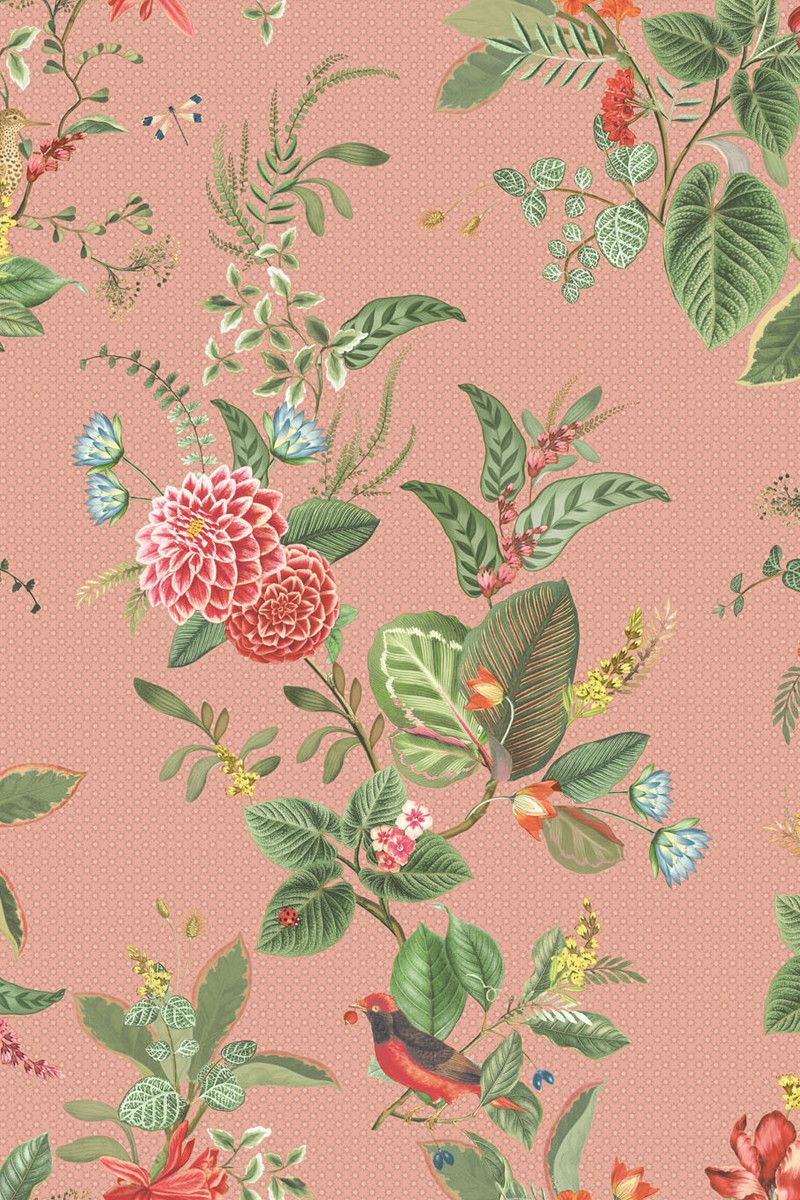 Pip Studio Floris Non-Woven Wallpaper Pink