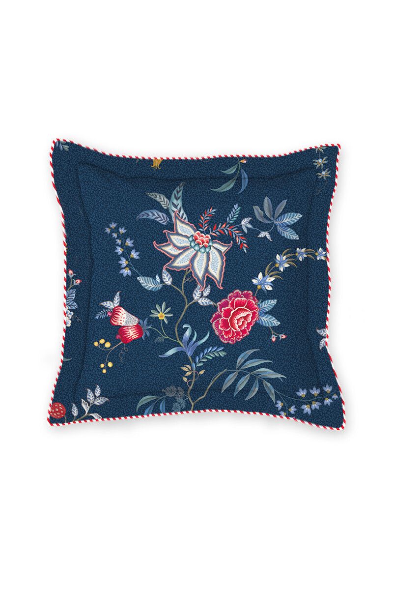 Cushion Square Flower Festival Dark Blue