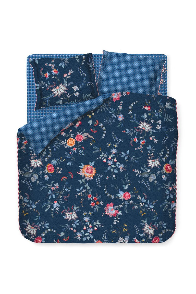 Duvet Cover Set Flower Festival Dark Blue