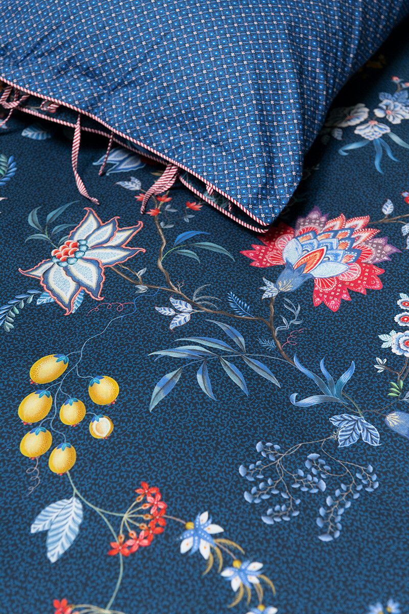 Duvet Cover Set Flower Festival Dark Blue